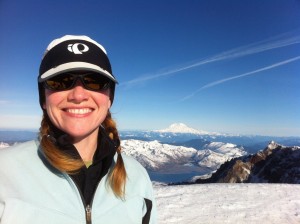 Shannon Wilkinson on the summit of Mt. St. Helens