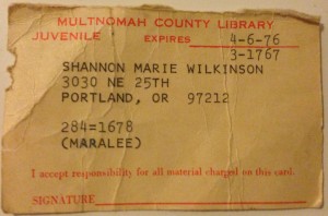 Shannon Wilkinson's original Library Card issued when she was five or six years old. 