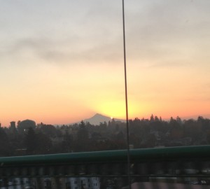 Sunrise behind Mt. Hood - Portland, Oregon
